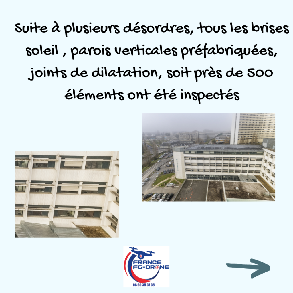 Inspection des 6 façades par France FG-DRONE suite à plusieurs désordres